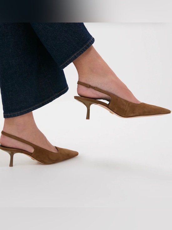Veronica Beard Shoes - Veronica Beard Tan Suede Slingback Kitten Heels